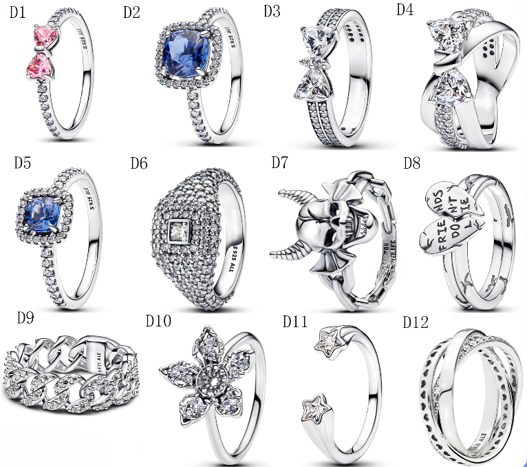 s925 silver butterfly love heart designer ring for women girls lovely flower fashion bowknot square diamond crystal vintage rings jewelry