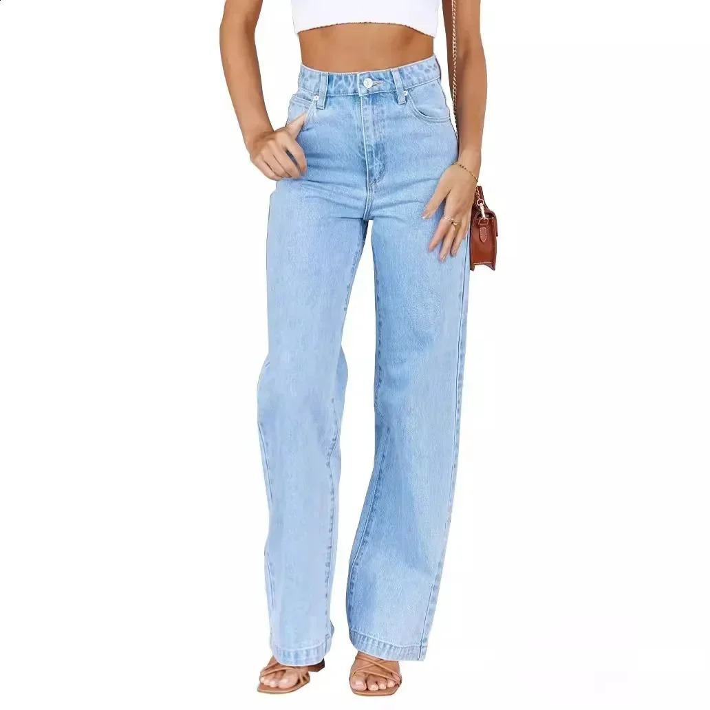 Yaminiya Summer Vintage High-waist Distressed High Waisted Jeans Flared Jeans Womens Blue Pants Flared Jeans Fashion 241230