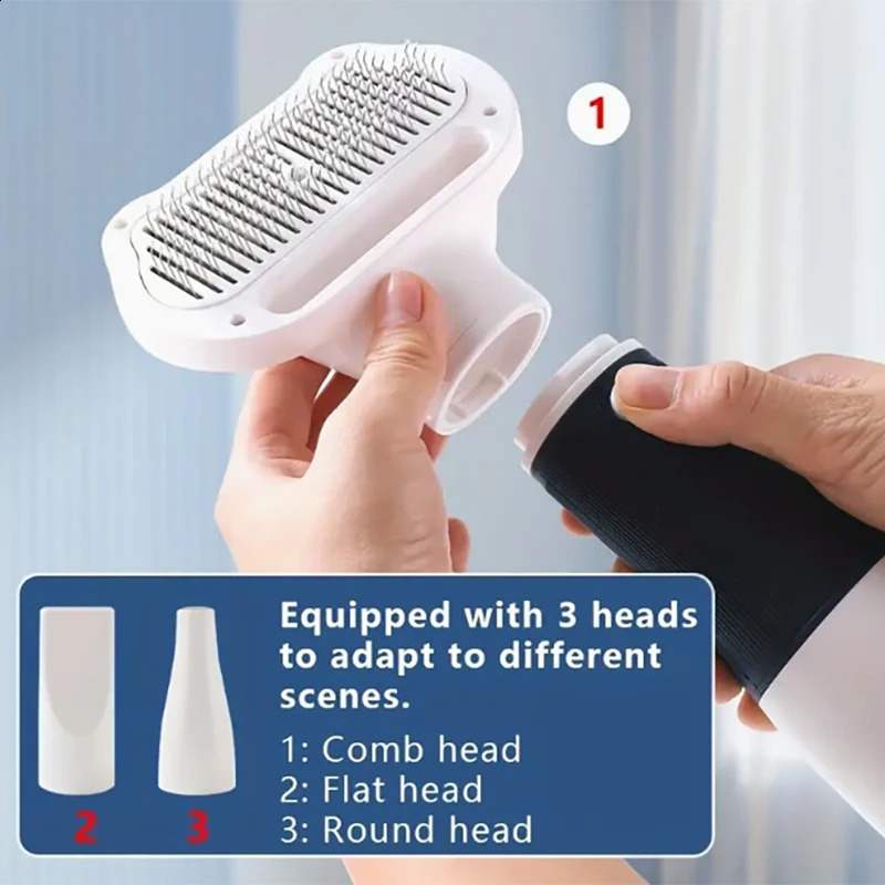 Grooming Brush Dryer 3 in 1 Electric Comb for Dogs and Cats Gentle Shedding Tool Portable Pet Hair Remover 241228