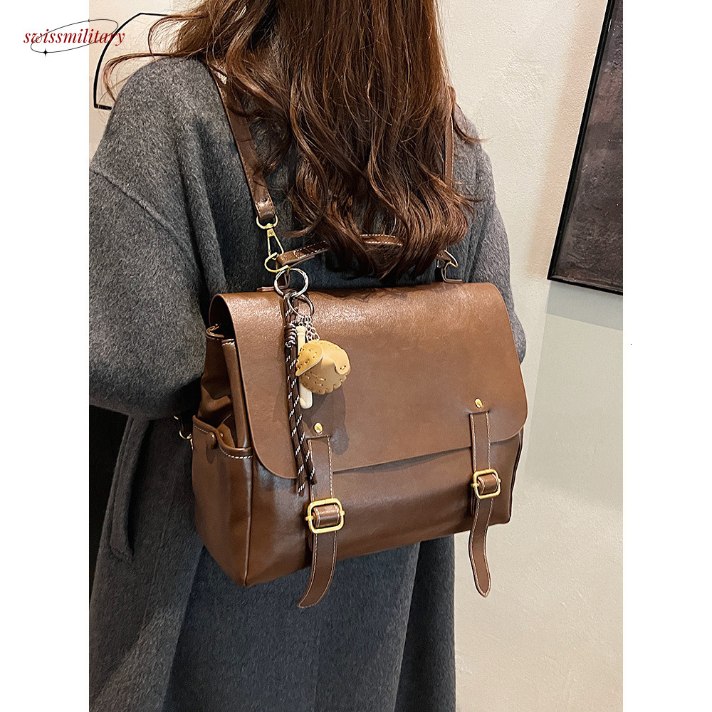Backpack for women, large capacity casual handheld, British style student backpack, street trendy fashion travel backpack #49