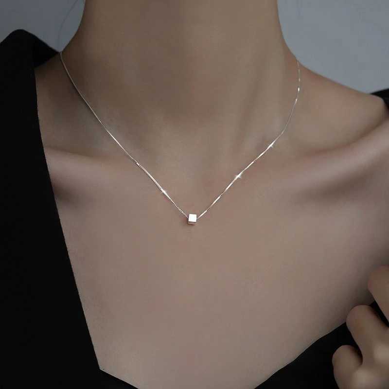 925 sterling silver square she is a womens pendant necklace Clavicle chain wholesale of wedding party jewelry gifts W241230