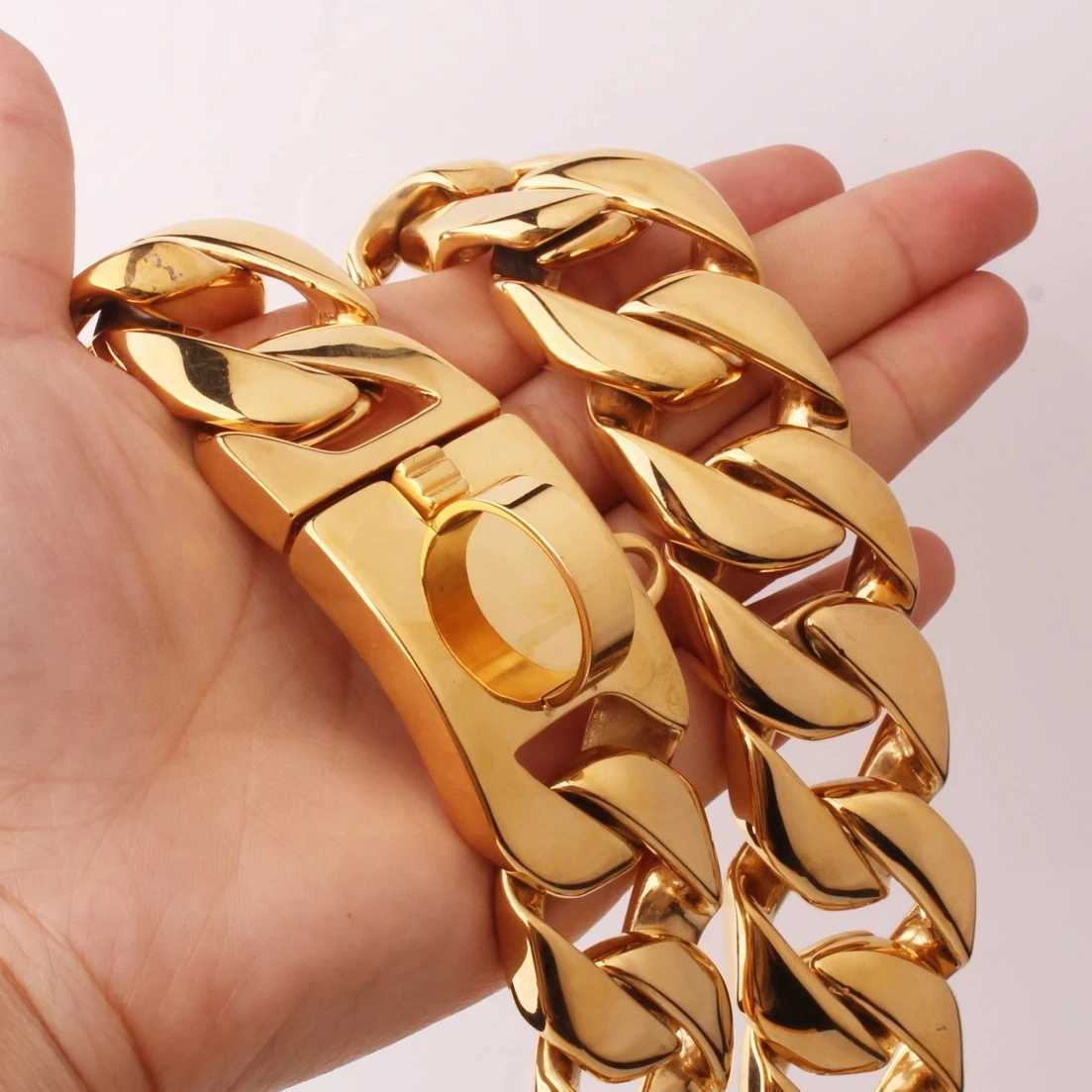 Strong Metal Dog Chain Collars Stainless Steel Pet Training Choke Collar For Large Dogs Pitbull Bulldog Silver Gold Show CollarXJ241230