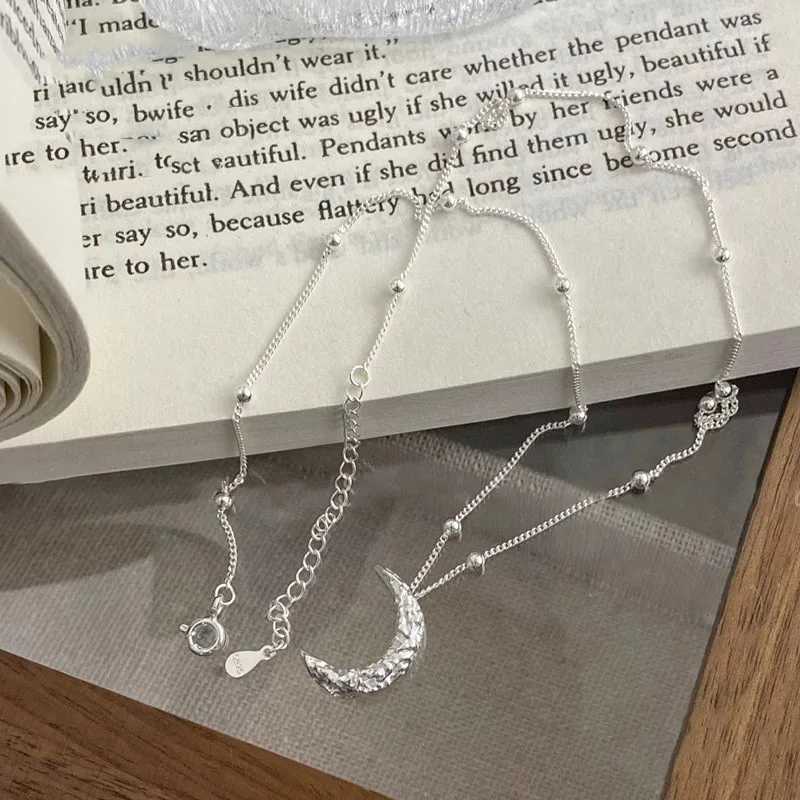 New 925 sterling silver geometric sparkling moon pendant necklace engagement exquisite jewelry W241230