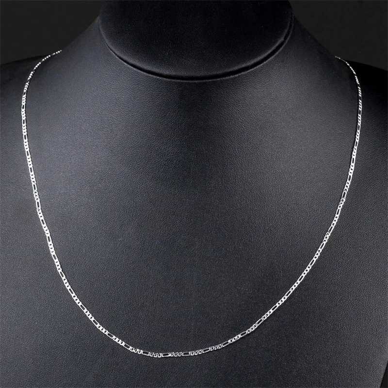 925 sterling silver 16/18/20/22/24/26/28/30 inch double-sided flat chain necklace W241230
