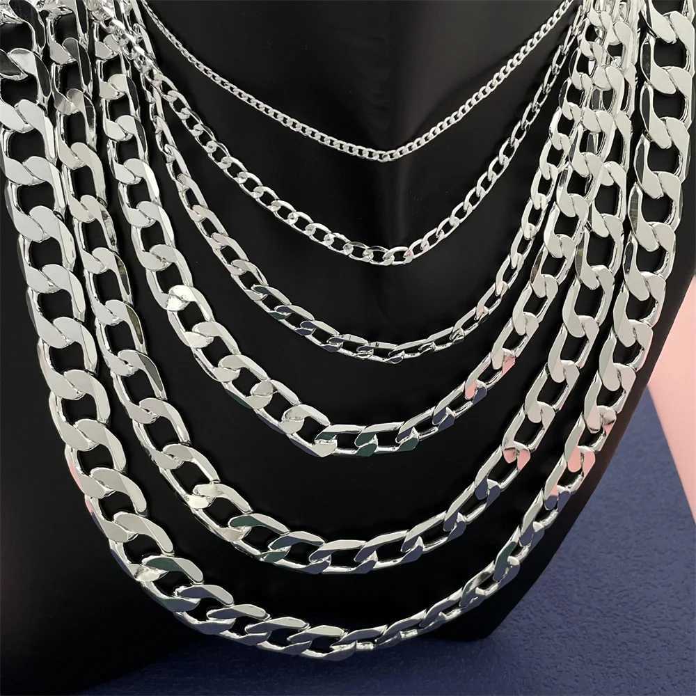 925 sterling silver necklace unisex style classic chain wedding anniversary Christmas gift 2MM-12mm 20cm -70cm W241230