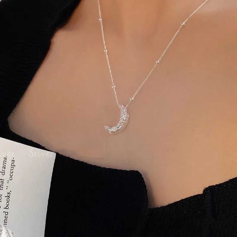 New 925 sterling silver geometric sparkling moon pendant necklace engagement exquisite jewelry W241230
