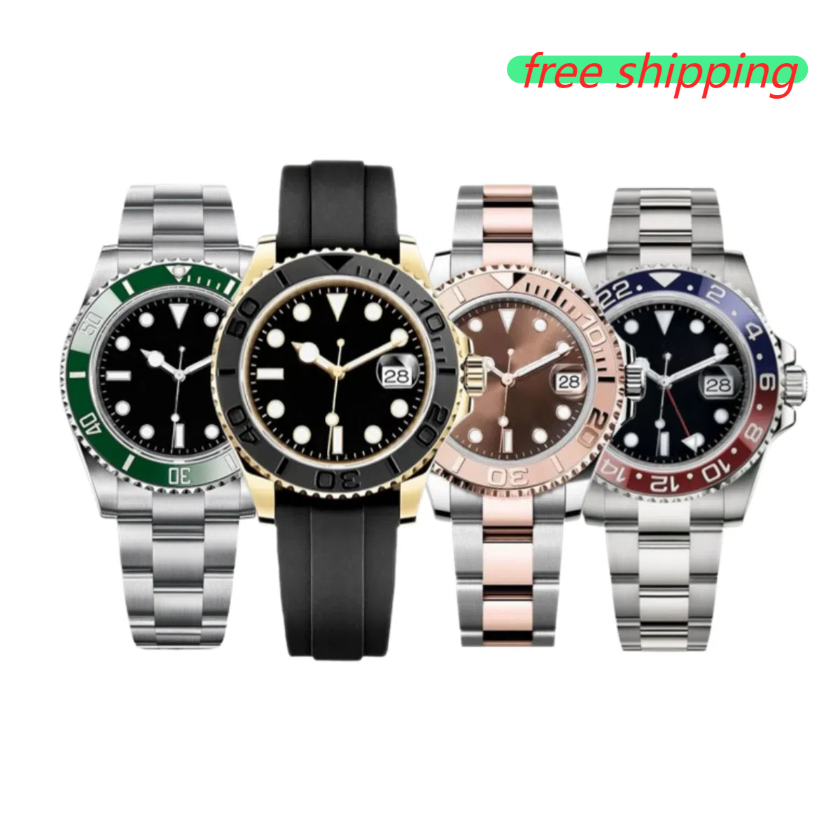 Mens watch designer luxury watches AAA quality automatic mechanical 904L stainless steel folding strap/rubber strap wristwatch luminous sapphire montre with box