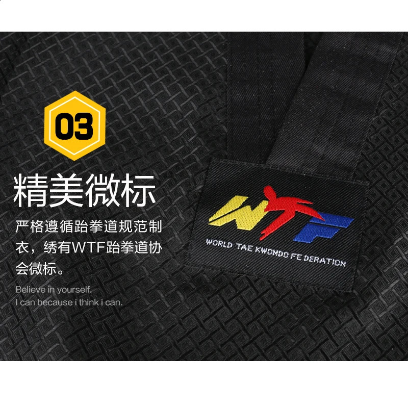 Black Taekwondo Uniform Dobok Adult Kids Male Female Taekwondo Dobok Cotton Suits Jodo Uniform Taekwondo Clothes Tae Kwon Do Set 241230
