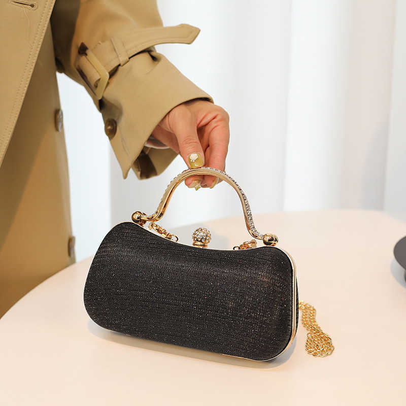 Ins Fashion Women's Bag New Texture Water Diamond Handbag Diagonal Cross Shoulder Banquet Bag Celebrity Fashion Chain Bag