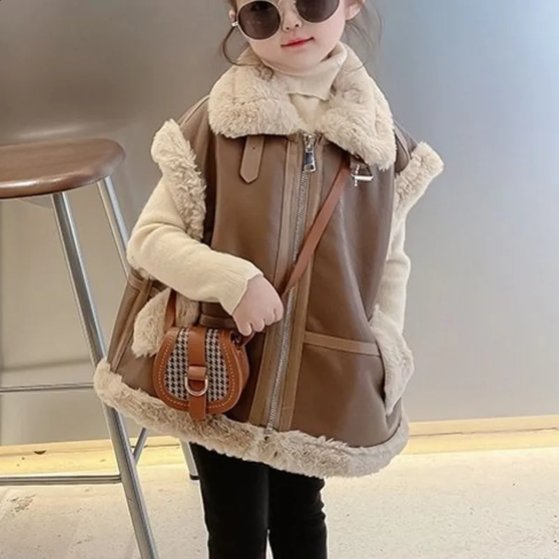 Girls Jacket Leather Vest Fashion Kids Coats French Children Outerwear Spring Autumn 22-046 241230