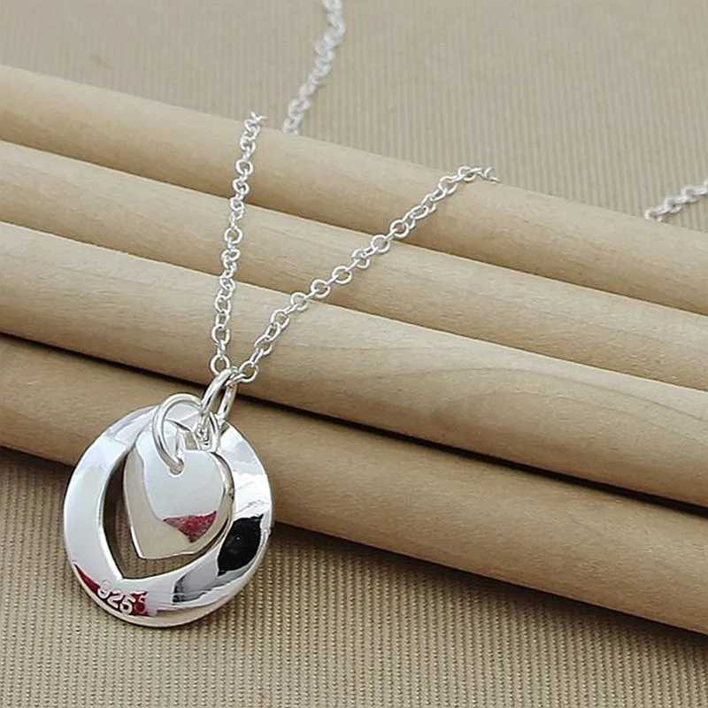 925 sterling silver heart-shaped circular pendant necklace with 18 inch chain suitable for women men weddings party charm jewelry W241230