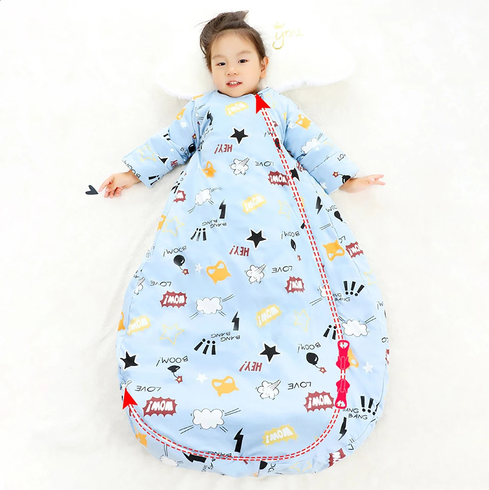 Sleeping Bag For Children 2.5Tog Baby Sleeping Bag Winter Thick Detachable Sleeves Anti-Kick Blanket Infant Quilt Sleepwear 241230