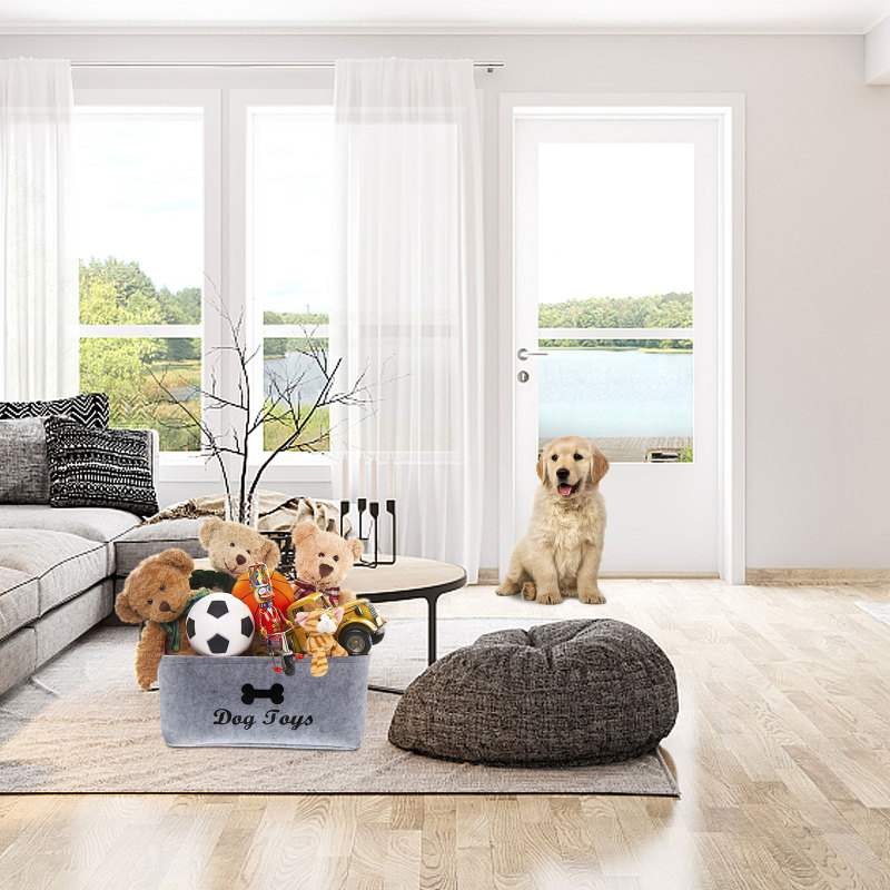 Update Dog Toy Basket Pet Storage Box Bin Organizer Toys Felt Cat Accessory Container Bins Baskets Accessories Containers Organizing