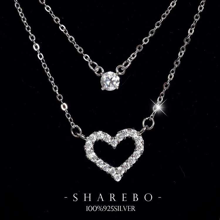 New 925 sterling silver zircon heart-shaped necklace pendant fashionable sterling silver jewelry statement Bijoux for women W241230