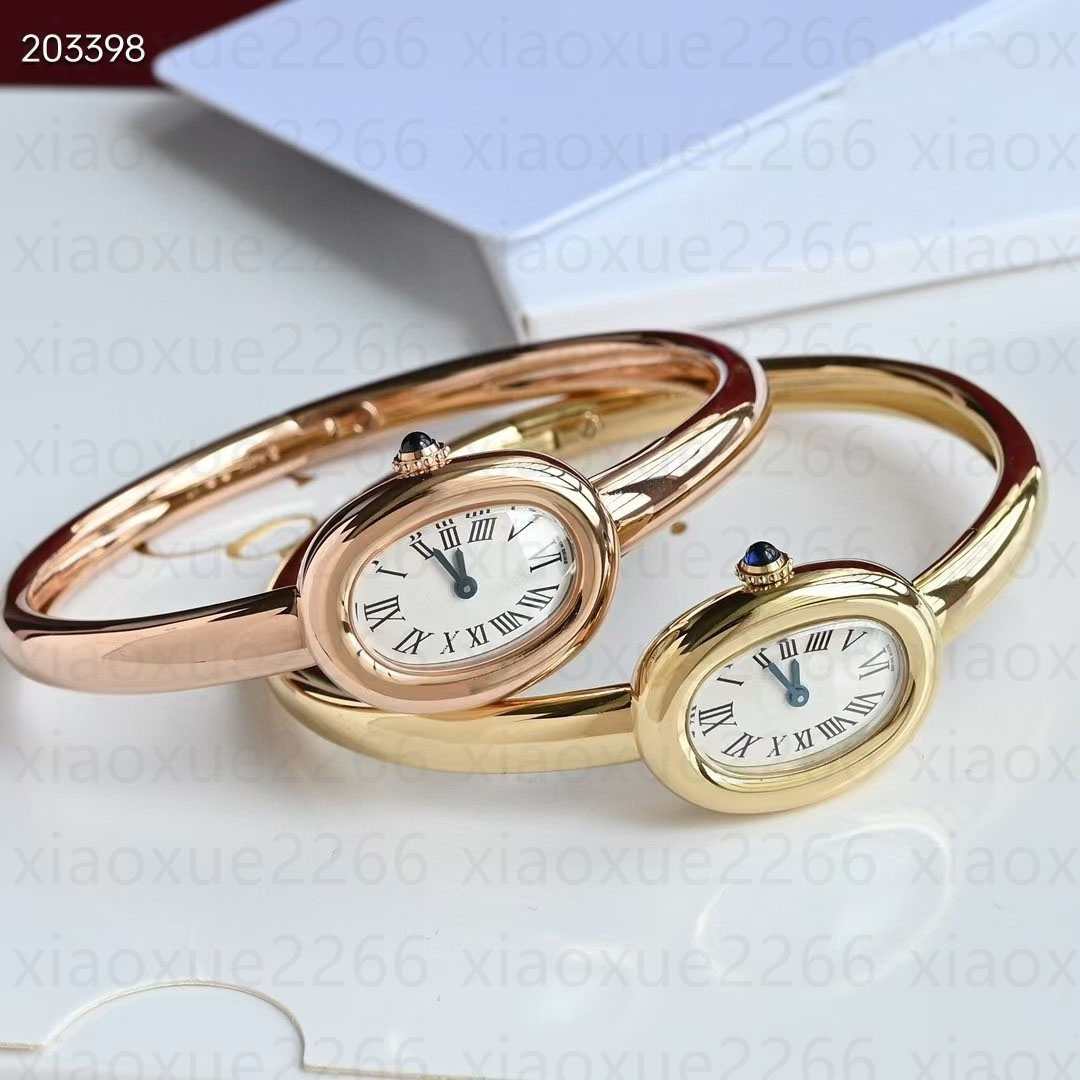 Oval shaped watch women bathtub watch designer watch men quartz watch jewelry watch time dual use titanium steel gold plated watch party for friend gifts with box