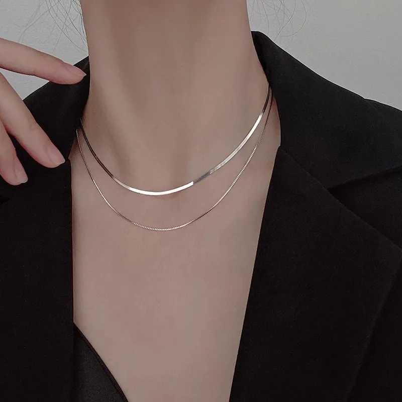2023 S925 Silver Double layer Box Chain Snake Kravik Chain Necklace Womens Fashion Hip Hop Retro Unique Design Exquisite Jewelry W241230