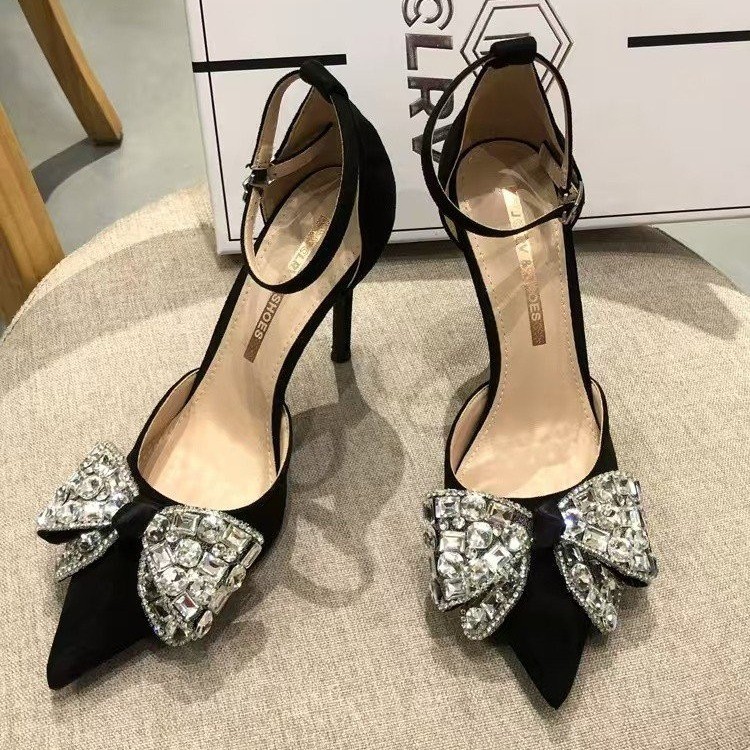 Women Dress Shoes Fashion High Heel New Dia Versatile High-End Elegant Triple Black fashion