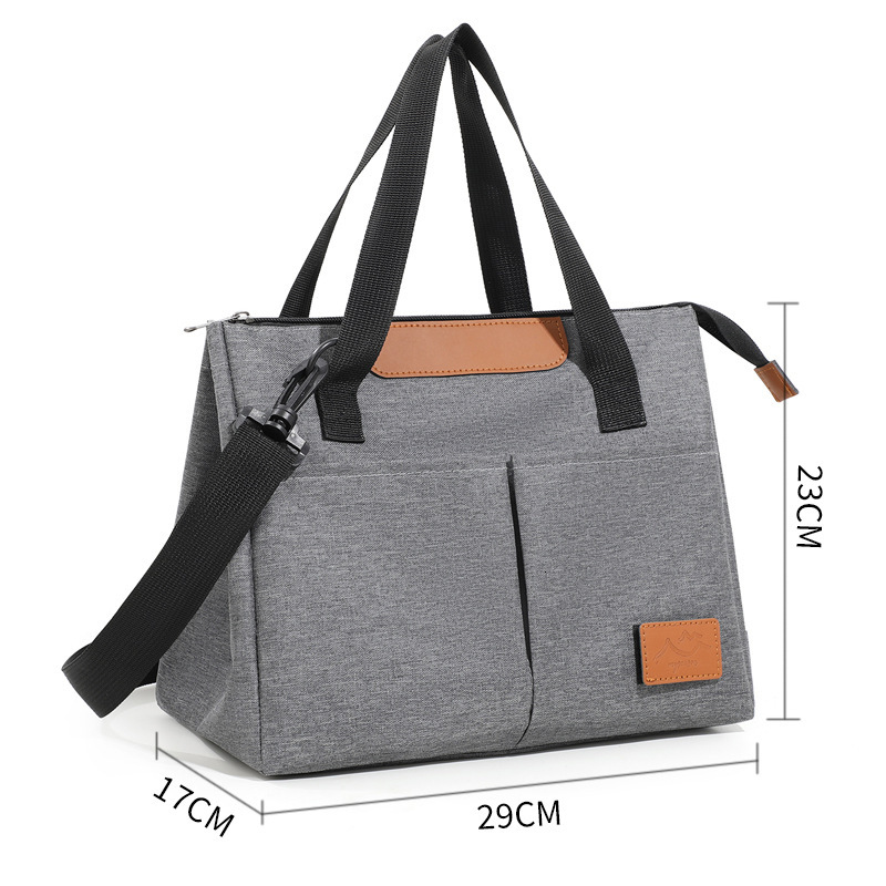 Triangle ice pack crossbody portable lunch storage bag, simple and fashionable, large capacity bento box insulation bag