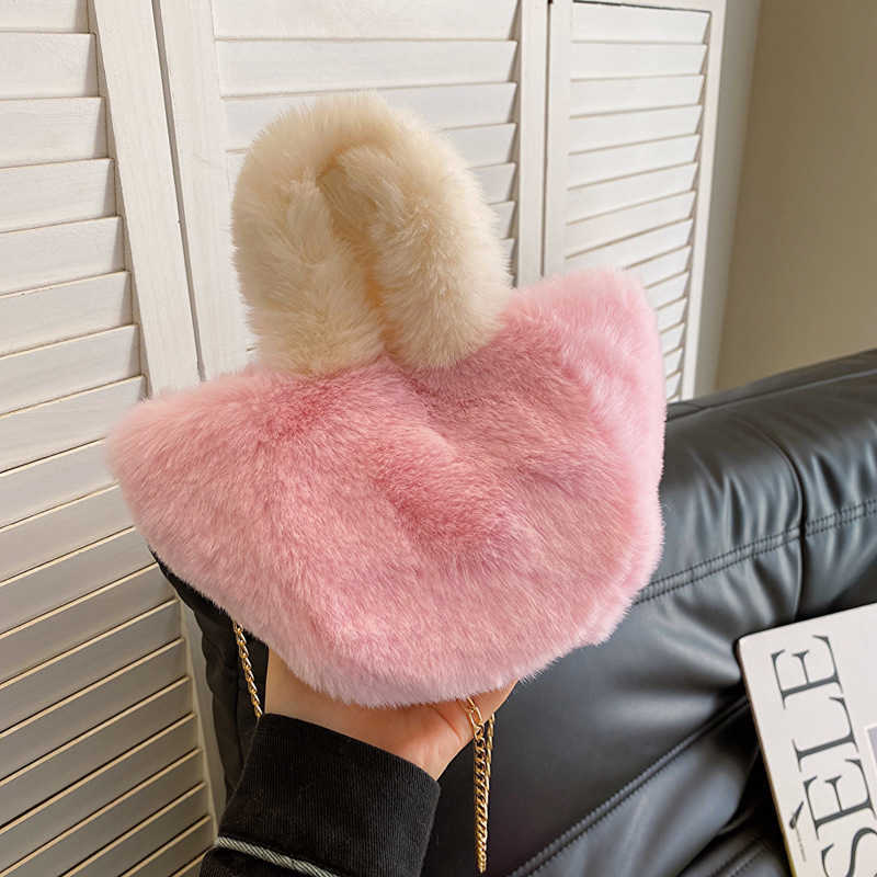 Hairy small bag for women, 2023 autumn and winter new trendy cute plush bucket bag, texture niche single shoulder crossbody bag 241230
