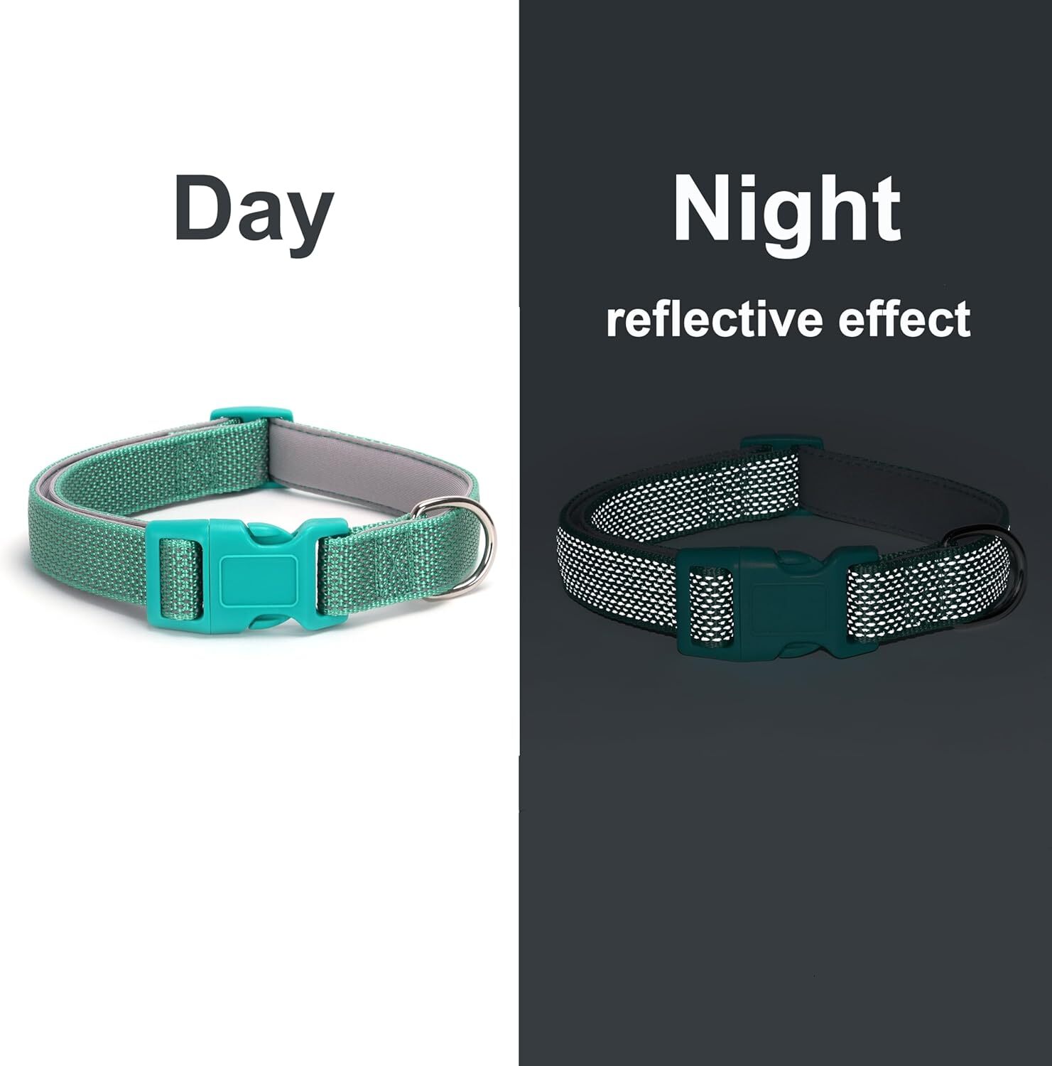 Reflective dog collar with chloroprene rubber pad, basic durability, soft nylon dog collar adjustable for XS small, medium, large, boys and girls, pet