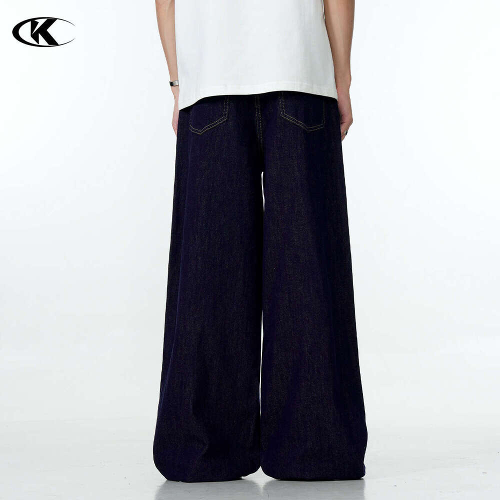 Men's Wear Hip Hop Jeans Street Jeans American Style Minimalist Blue Straight Jeans Men's Basic Loose Wide Leg Cleanfit Pants