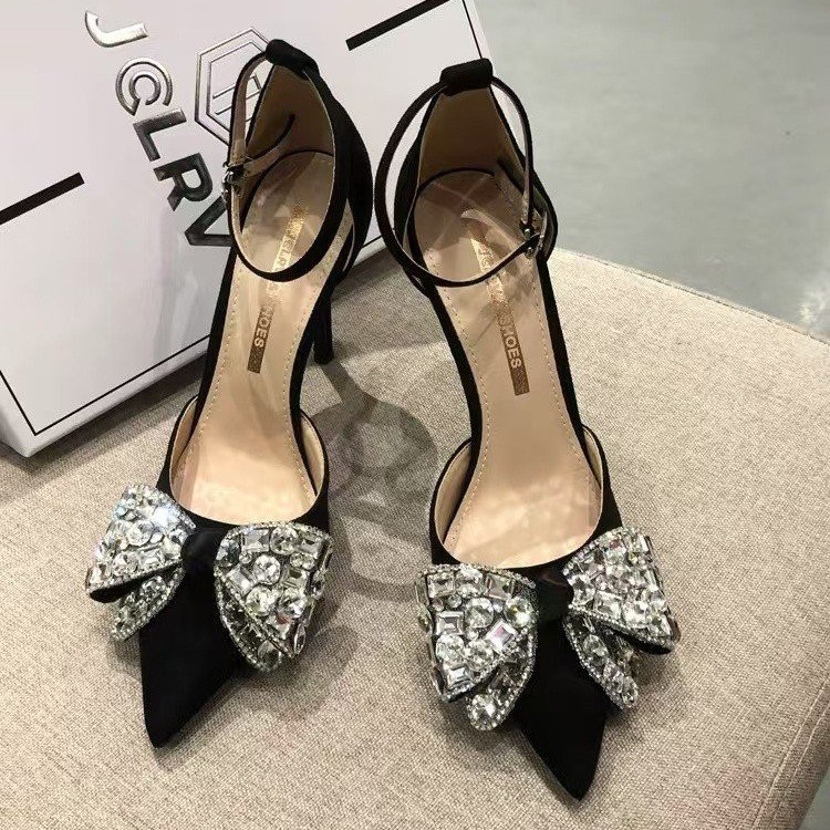 Women Dress Shoes Fashion High Heel New Dia Versatile High-End Elegant Triple Black fashion