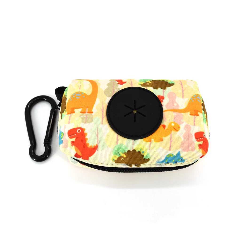 Adjustable Pet Dog Collar Durable Soft Cute Creative Colored Dinosaur Design Leash Neoprene Harness Poop Bag DispenserXJ241230