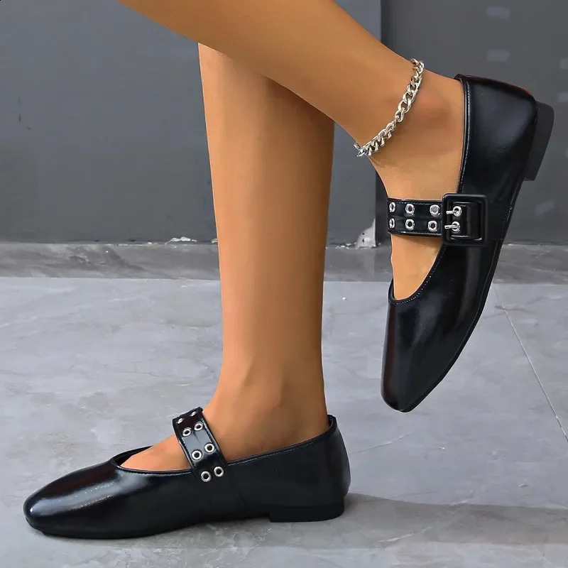 Women Flat Shoes Round Toe Shallow Sneakers Fashion Buckle Strap Loafer Ballet Comfortable Mary Jane Shoe 241225