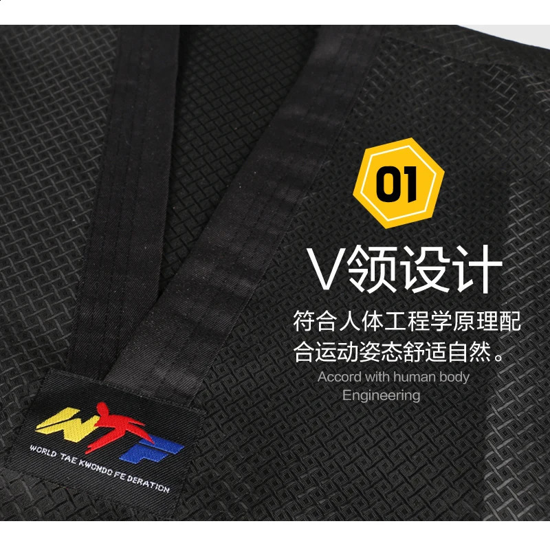 Black Taekwondo Uniform Dobok Adult Kids Male Female Taekwondo Dobok Cotton Suits Jodo Uniform Taekwondo Clothes Tae Kwon Do Set 241230