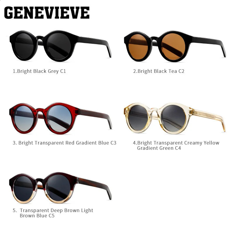 GENEVIEVE Fashion Personalised Womens Sunglasses Round Frame Mens Sunglasses Customisable Prescription S31125 241230