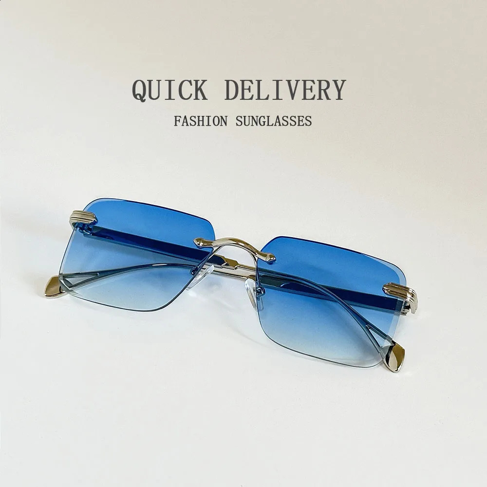 Fashion Rimless Sunglasses Women Outdoor Sunglasses For Men Vintage Trending Glasses Lentes Oculos Drop 241230