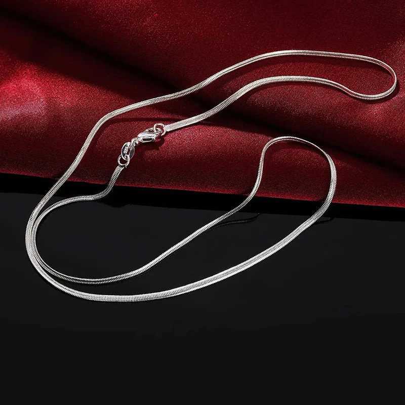 16-30 inch 925 sterling silver necklace 2MM charming wedding party flat snake chain cute female fashion suitable pendant W241230