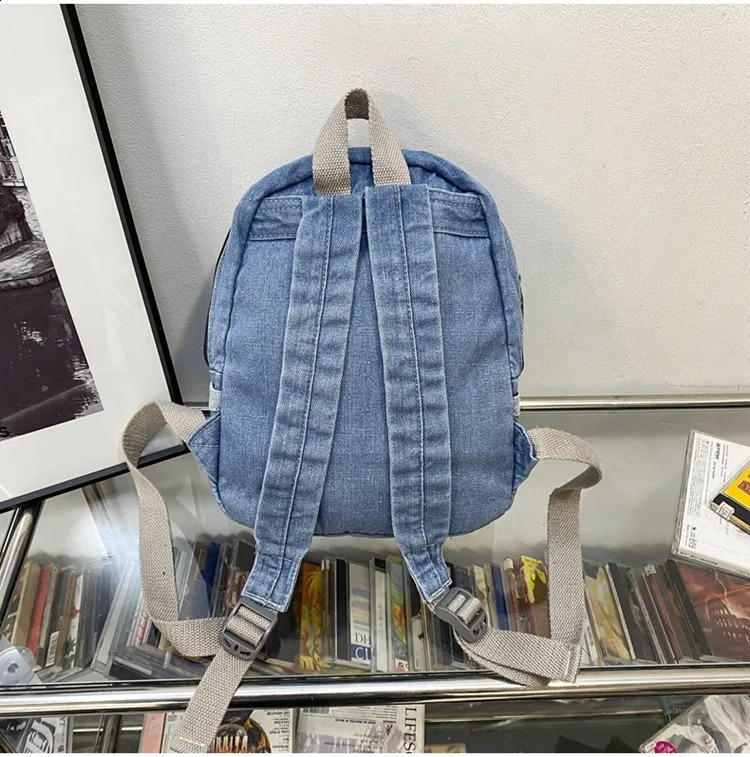 Denim Women Backpack Casual Travel Bagpack Backbag College Student School Bags for Teenager Girls Cowboy Rucksack blue Mochila 241230