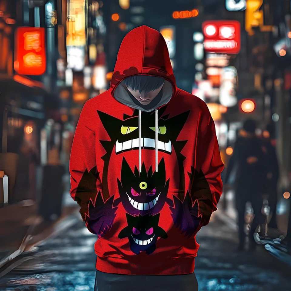 (Miniso) Japanese anime Pocket Monsters Gengar autumn hoodie Street waist style comfortable shirt mens hoodie new hoodie and sweatshirt W241230