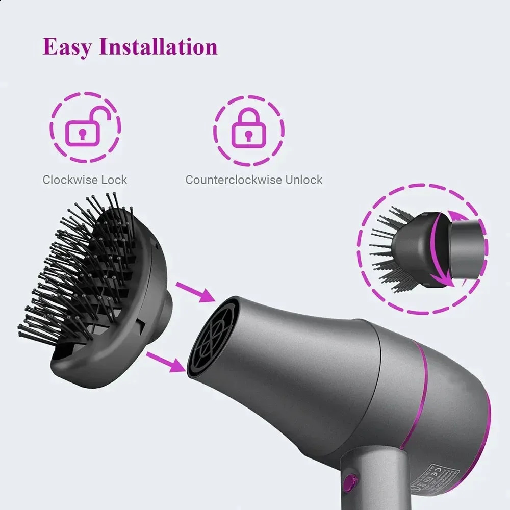 Professional hair dryer 1800W power negative ion strong wind fan constant temperature air collection comb nozzle gear 241230