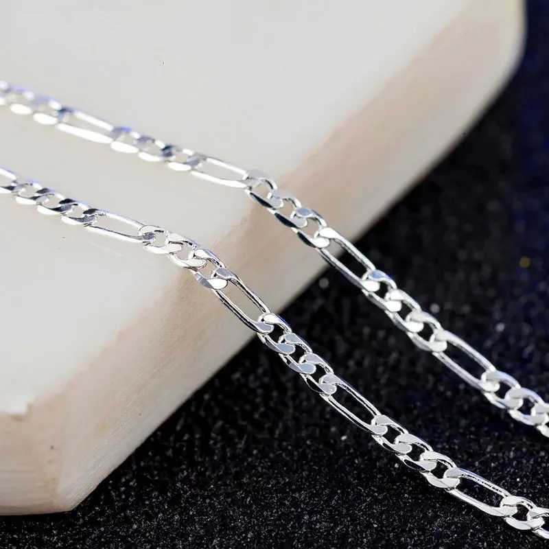 925 sterling silver 16/18/20/22/24/26/28/30 inch double-sided flat chain necklace W241230