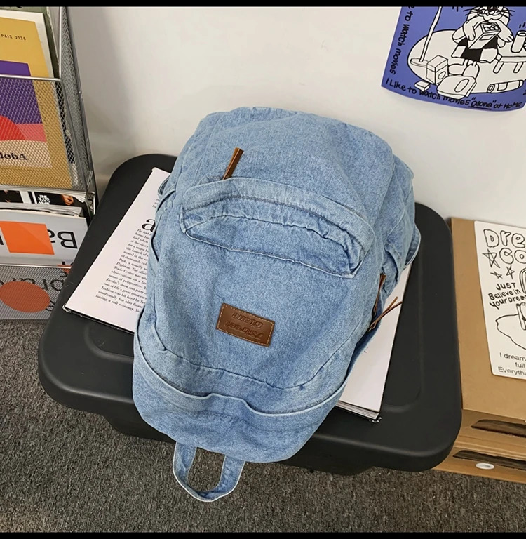 Women Backpack Cowboy Fabric Bag Backpack Korean Shoulder Bag Girl College Bag Backpack large capacity denim Rucksack Backpack 241230