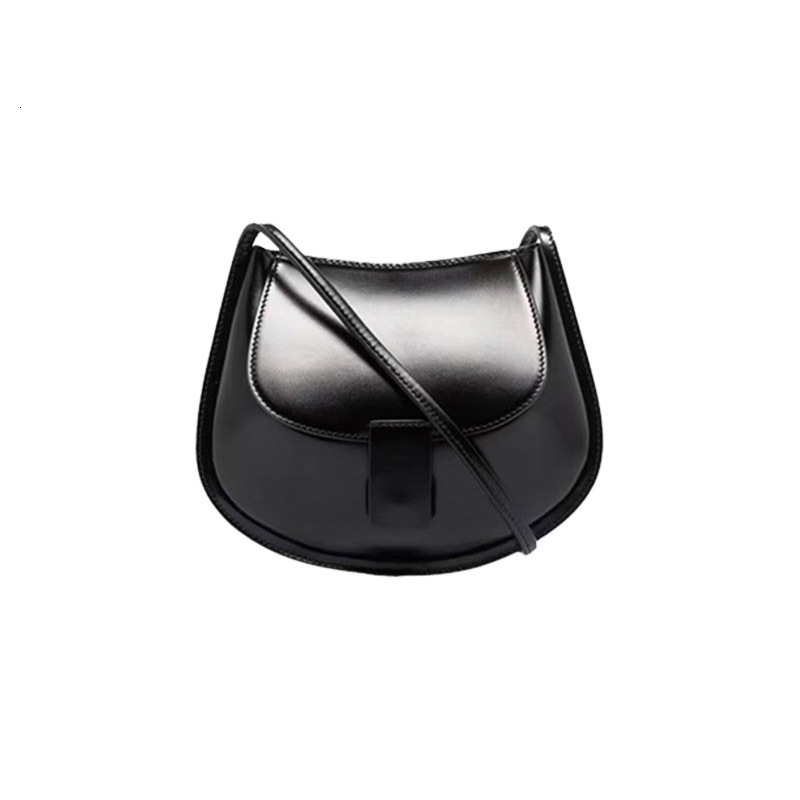 Women's Genuine Leather Saddle Bag Trendy Designer Mini Vintage Half Moon Bags Lady Shoulder Messenger Flap Cowhide Purse