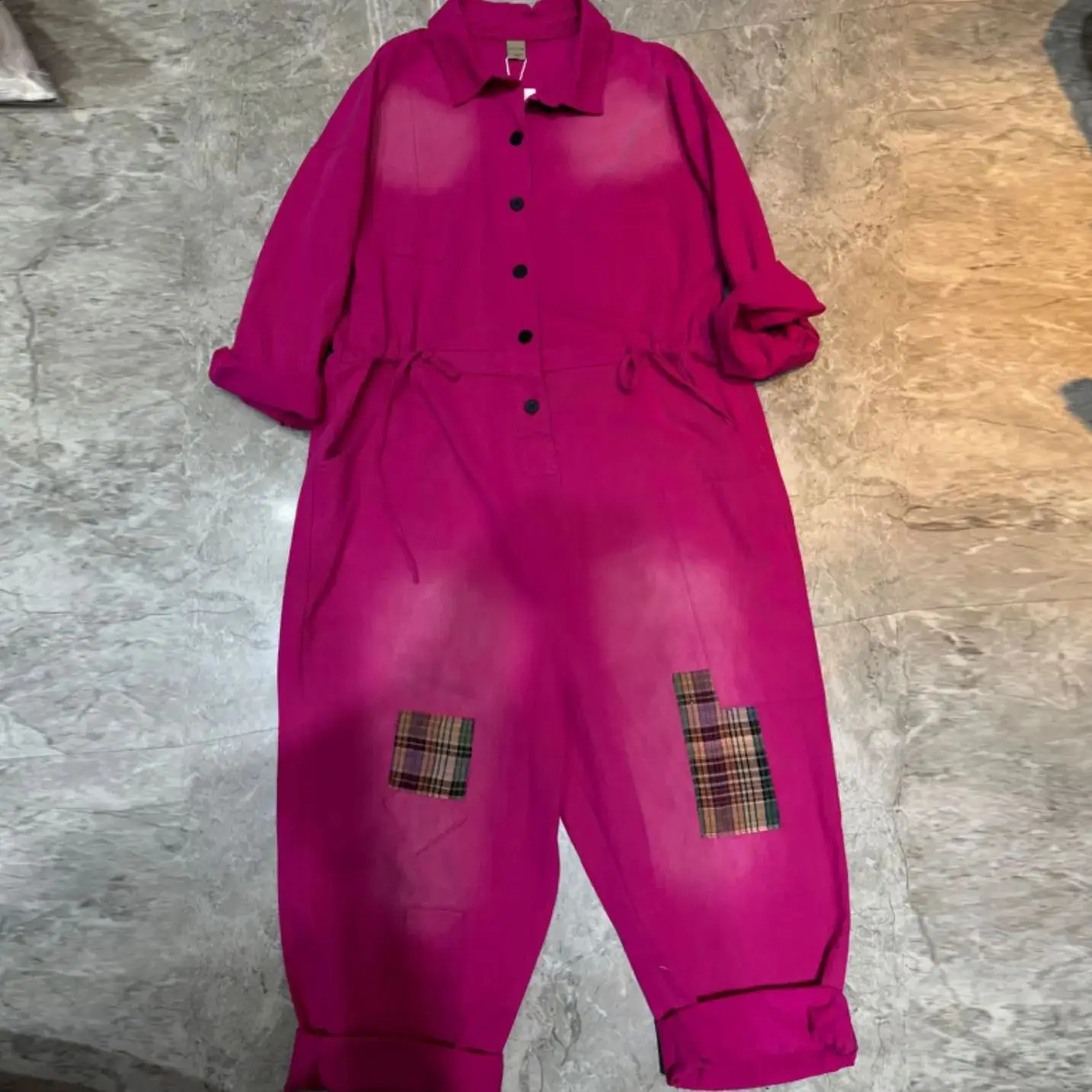 Cow Coveralls Women Spring Autumn Lapel Button Drawstring Waist Long Sleeve High Waist Jeans Romper Wide Leg Jumpsuit 241230