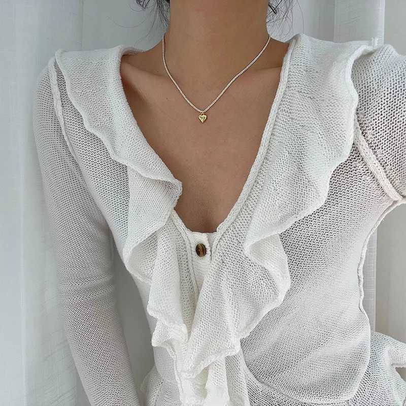 New 925 sterling silver conflict and heart-shaped necklace heart-shaped pendant simple necklace Birtay party gift womens jewelry W241230