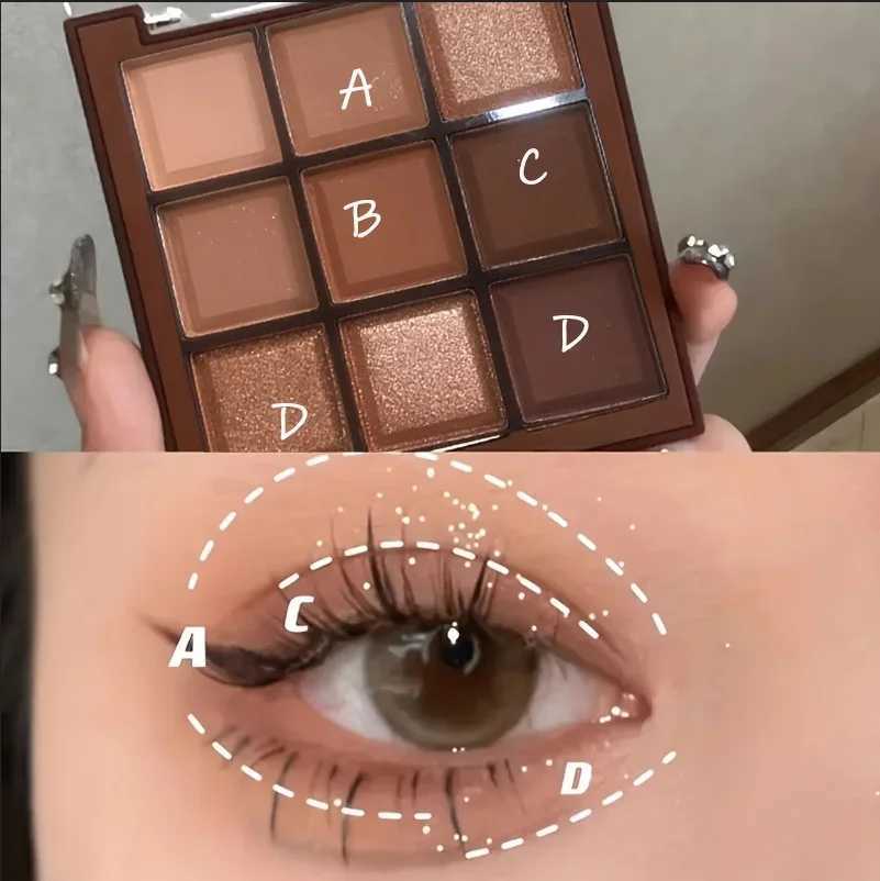 9 Colors Mocha Chocolate Long Lasting Shimmer Waterproof Matte ly Glitter Eyeshadow Palette CosmeticsXJ241230