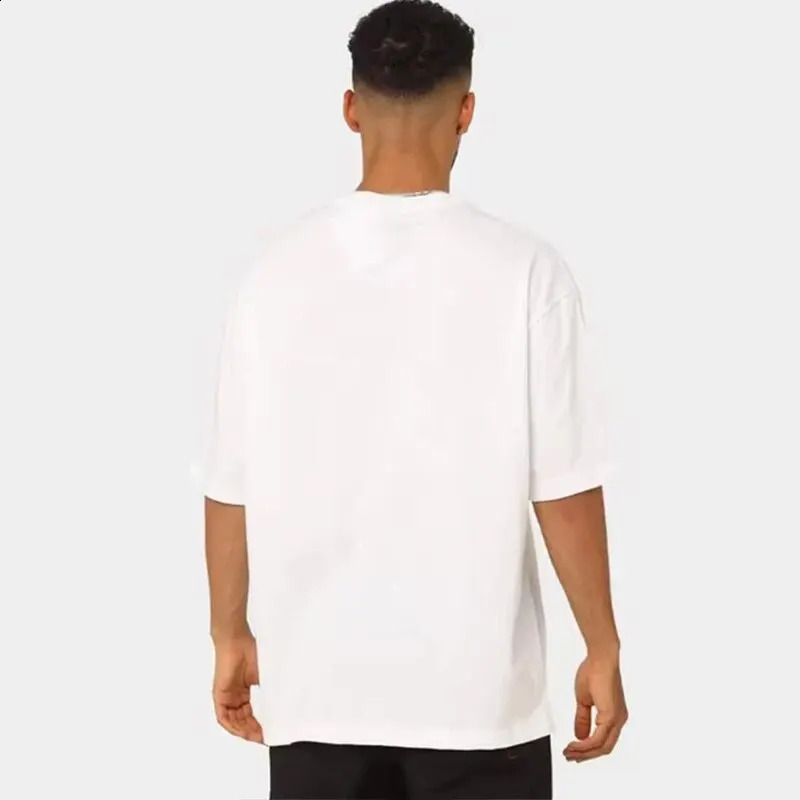 Summer Mens Short Sleeved Tshirt HighQuality Combed Cotton Solid Color Fashion Casual Round Neck Men Tops Loose 241223