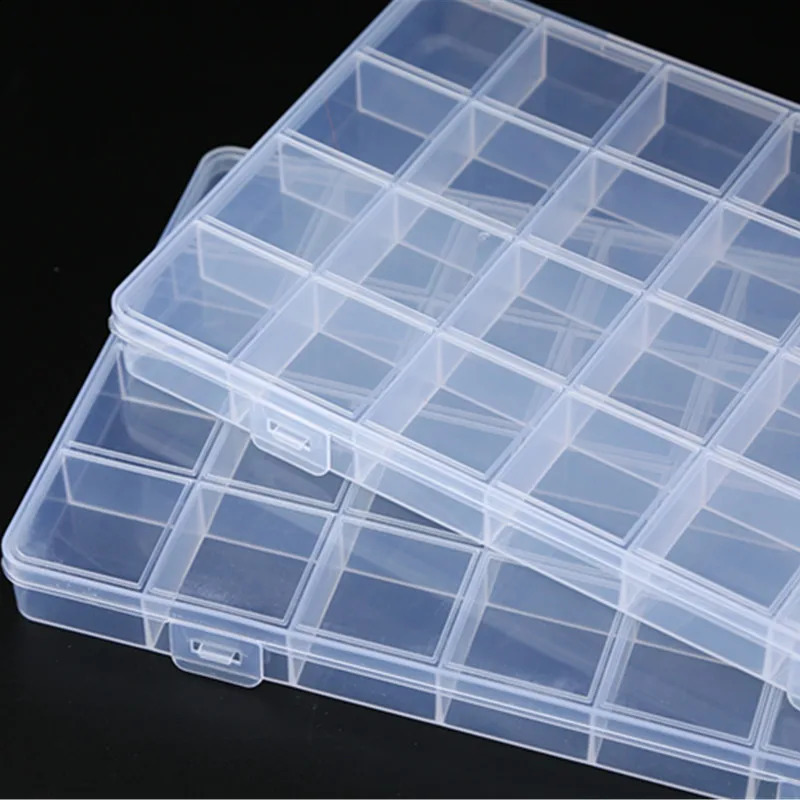 28 Grid Rectangle Plastic Jewelry Box Compartment Storage Case Earring Bead Craft Display Container Organizer 241225