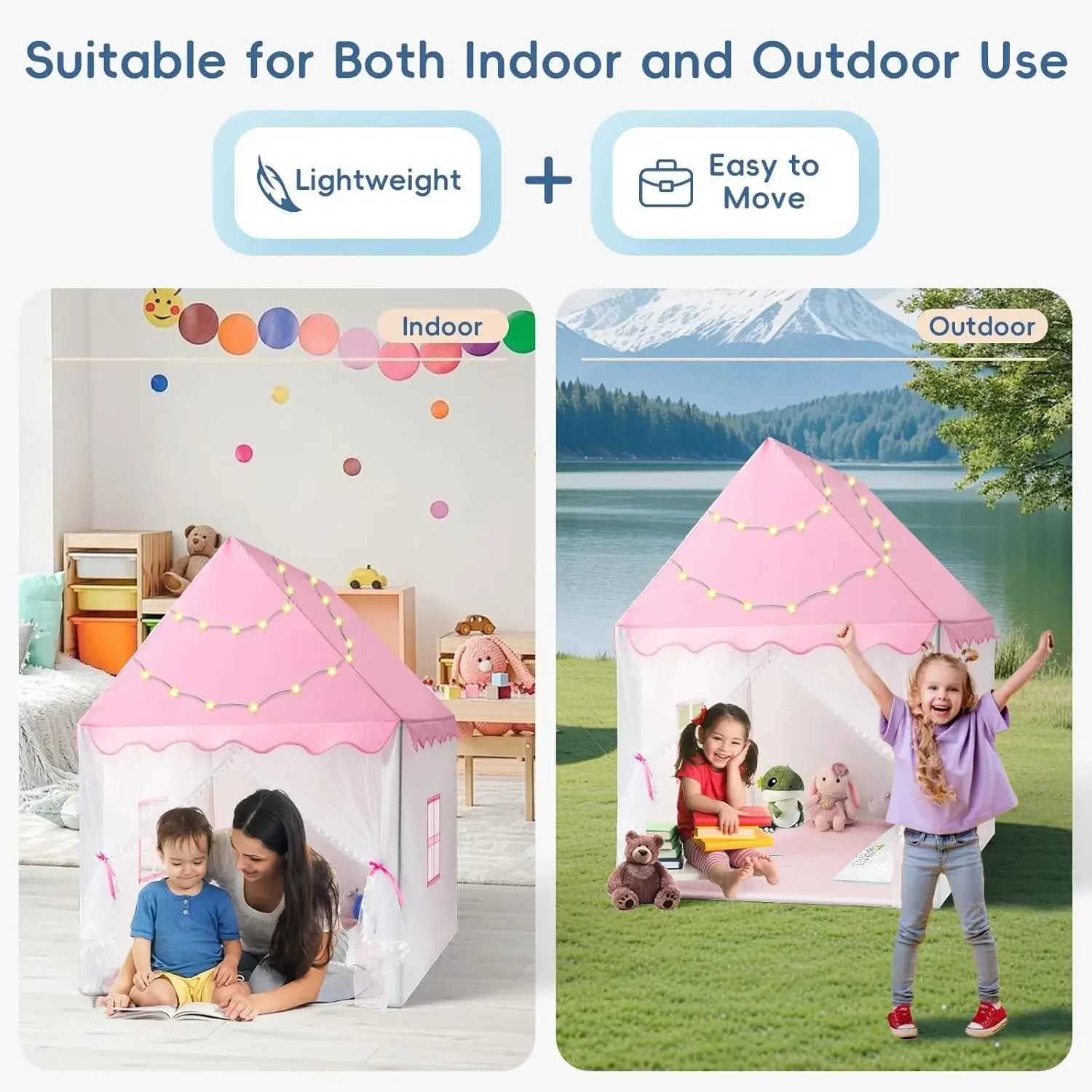Childrens Tent Indoor Girl Game 1.35M Portable Camping Toy Castle Doll House Boys Small House Princess House Room Decoration W241230