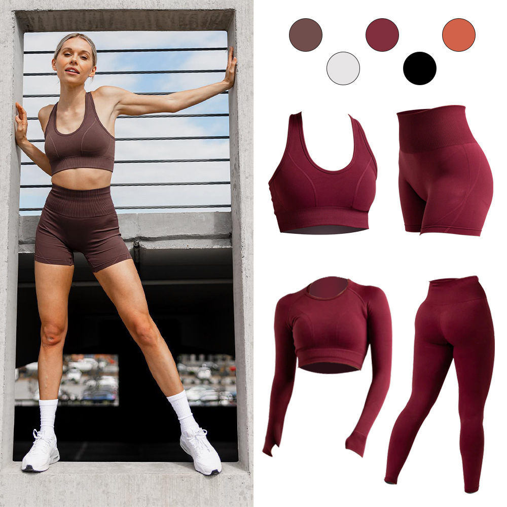 Ladies' designer fashionable seamless nude and beautiful back high-end yoga suit fitness suit running sportswear high waist trendy hip lifting yo
