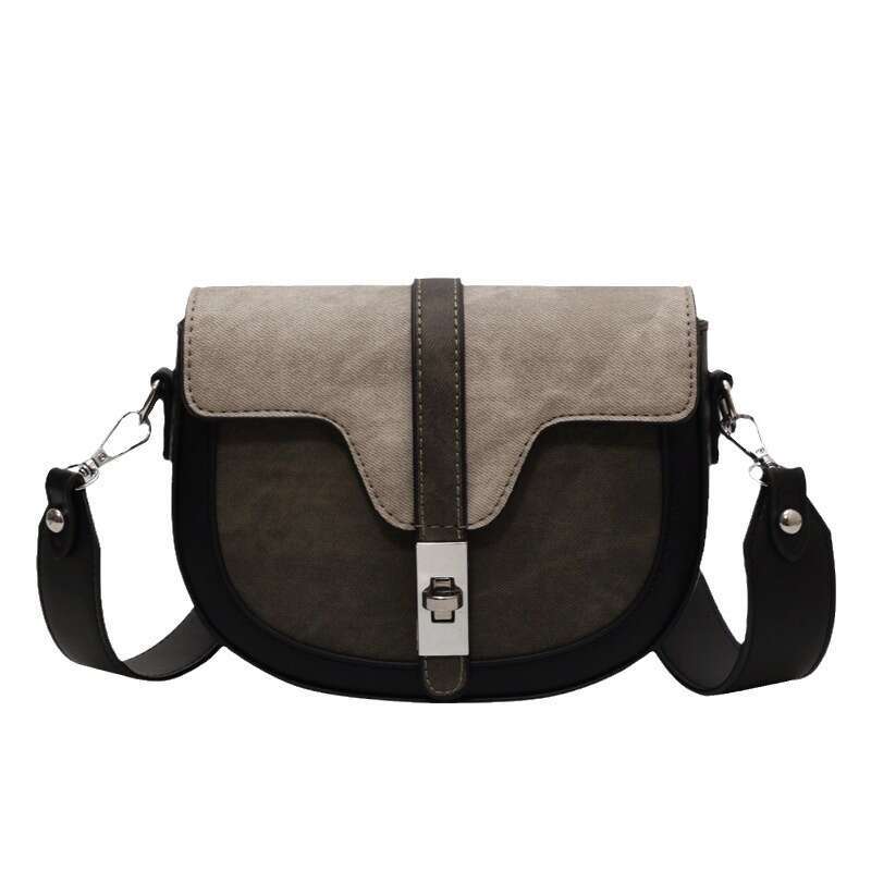 French Niche For Women In Autumn Winter , New High-End And Stylish One Shoulder Crossbody Bag, PU Color Blocking Saddle Bags