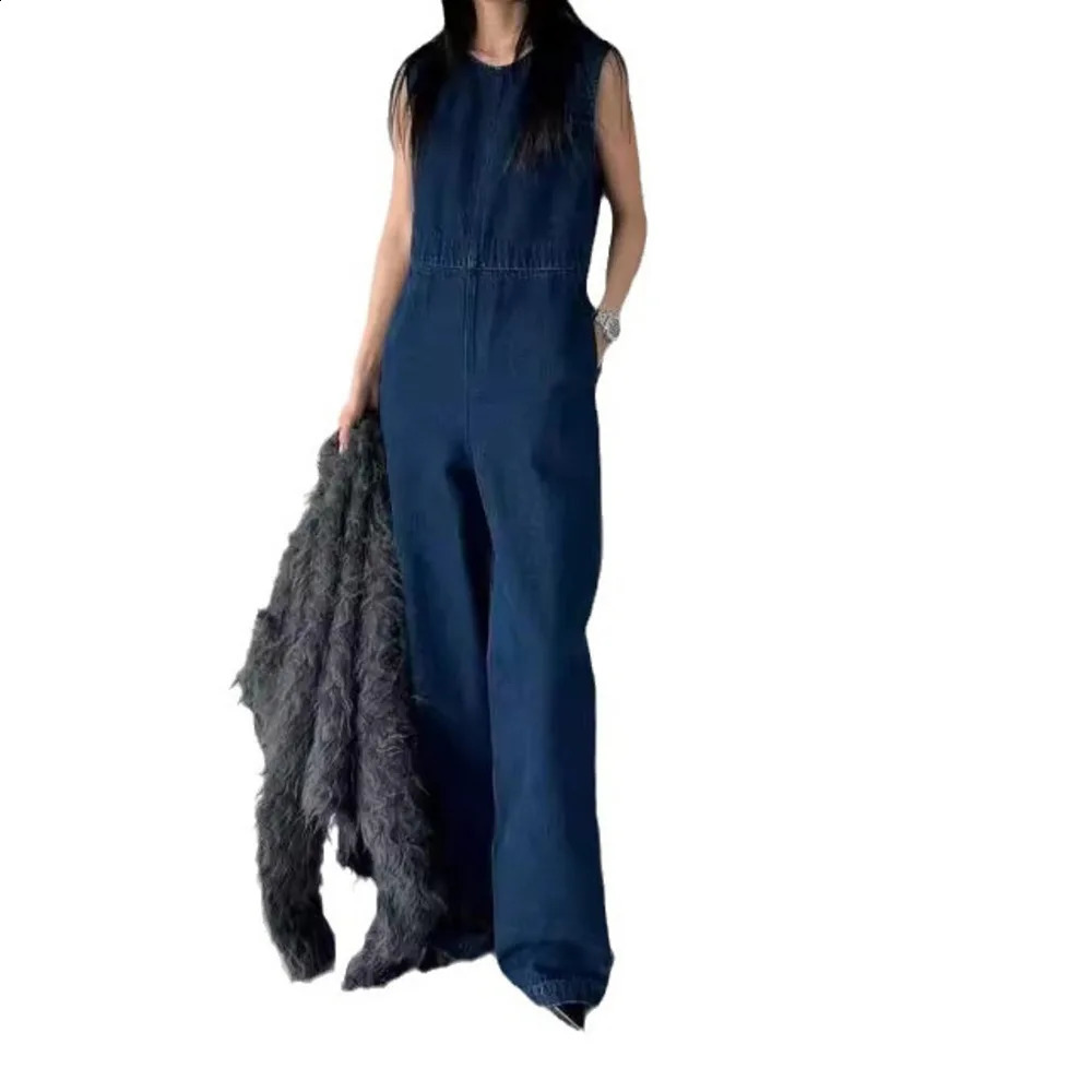 Spring/Summer Style Lazy And Relaxing Bareback Cow Jumpsuit Loose Casual Fashionable High Waist Pants 241230