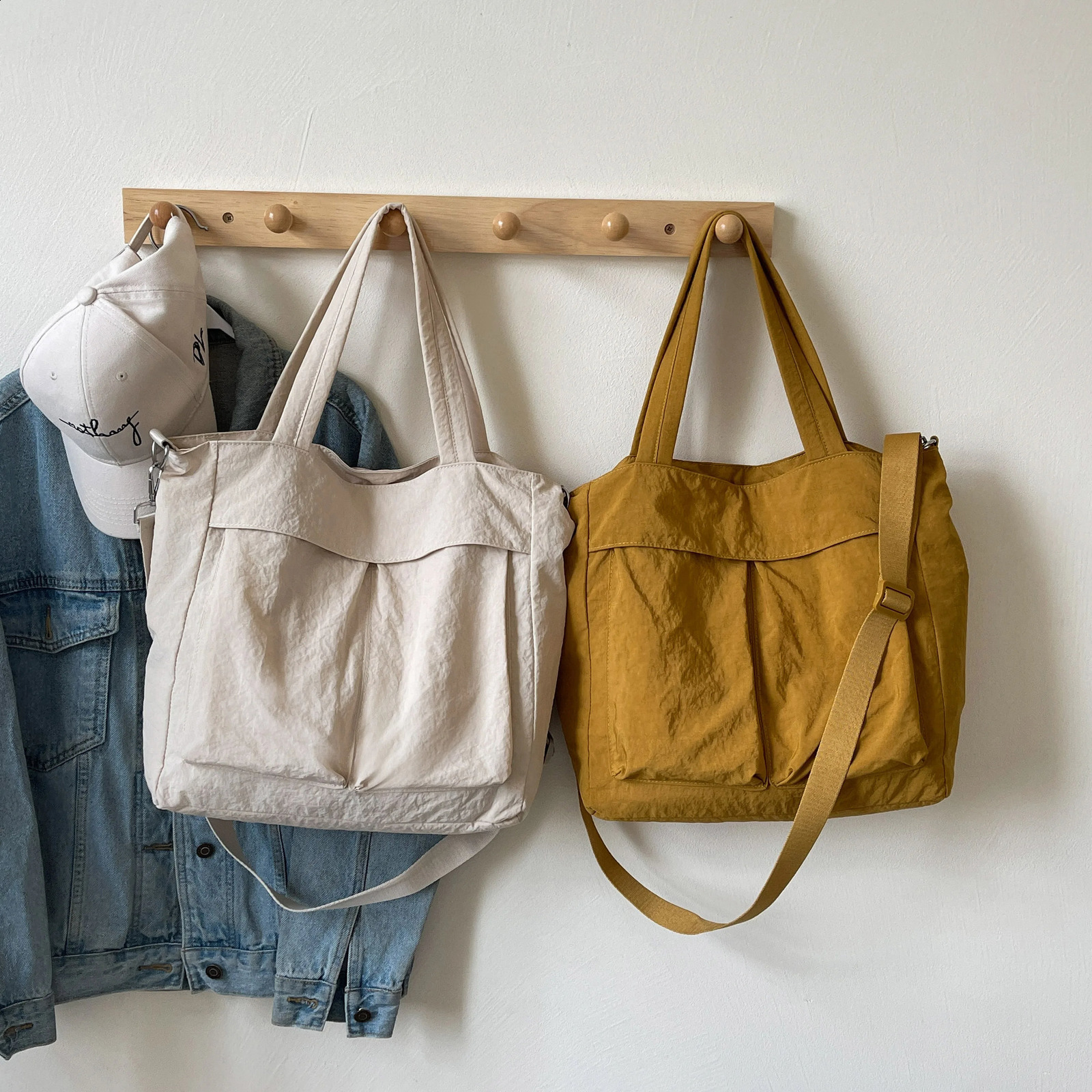 Canvas bag Womens large capacity summer casual crossbody bag College class bag Tote bag 241224