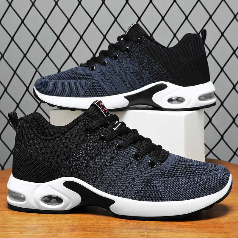Data Air Cushion Sports Shoes Fly Weaving Color blocked Running Shoes Mens Shoes Large Shoes