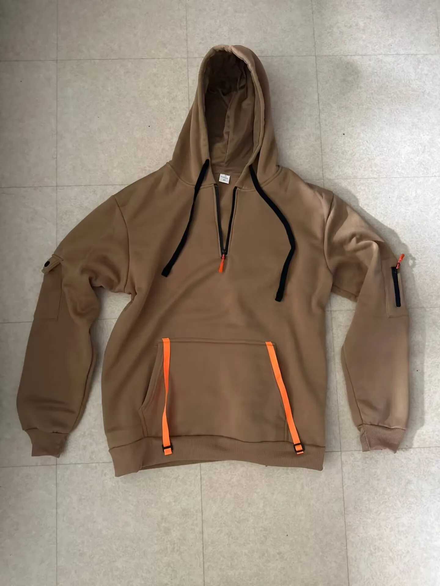 2024 New Multi Pocket Zipper Wool Hooded Mens Casual Shirt Solid Color Loose Fashion Sportswear Top W241230